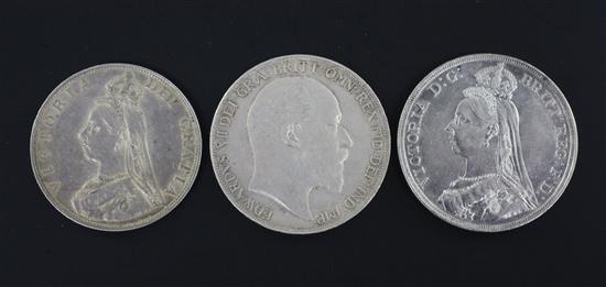 Victoria and Edward VII silver coinage; (3)